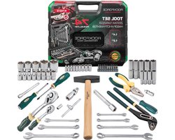 Gereedschapskoffer Set - Handgereedschap Koffer - Auto Motor Fiets - 74 Delige Set - Chroom Vanadium Staal - Grijs