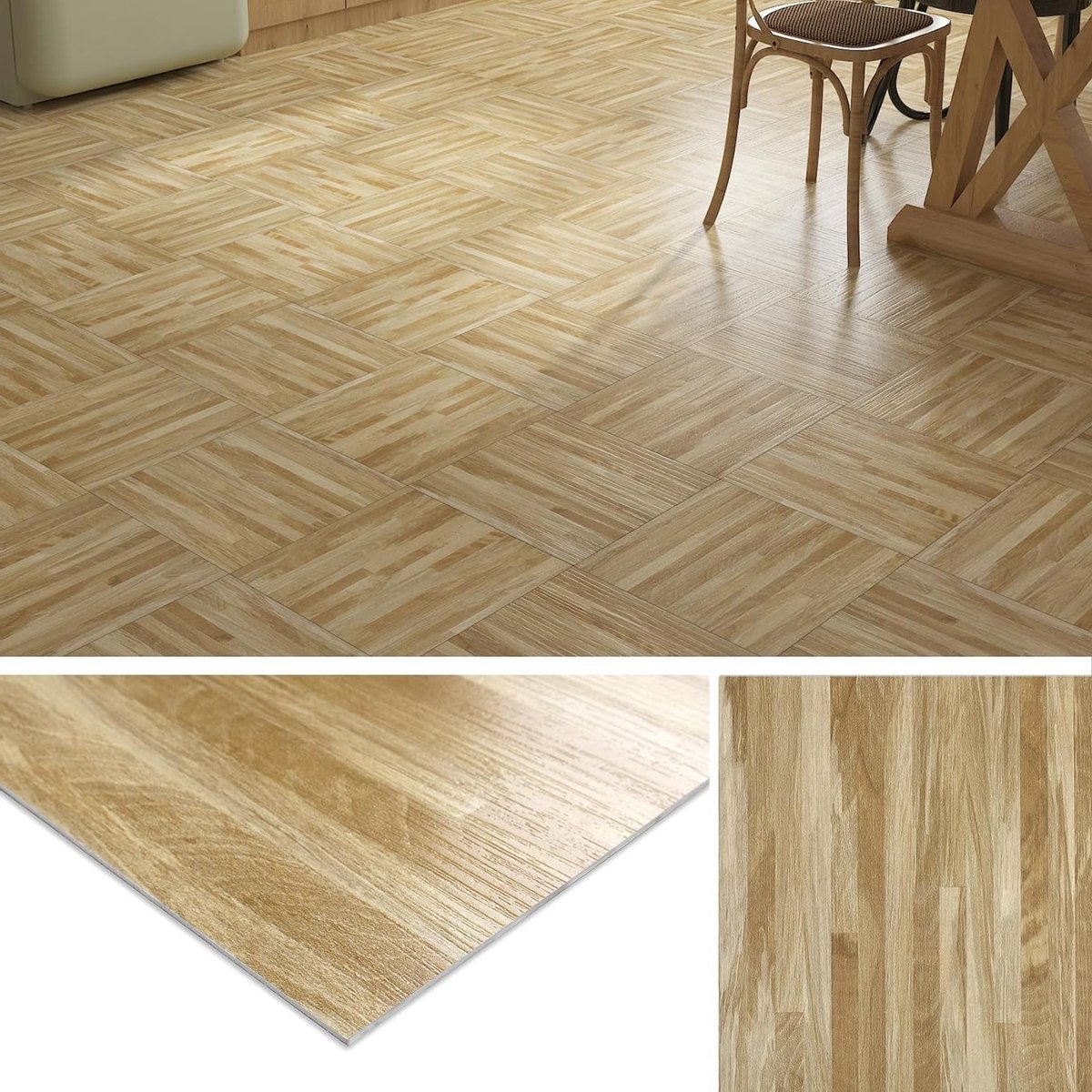 Vinylvloer voor badkamer en keuken - Zelfklevende PVC tegels met houtlook 30x30CM, 32-stuks, waterdicht en duurzaam