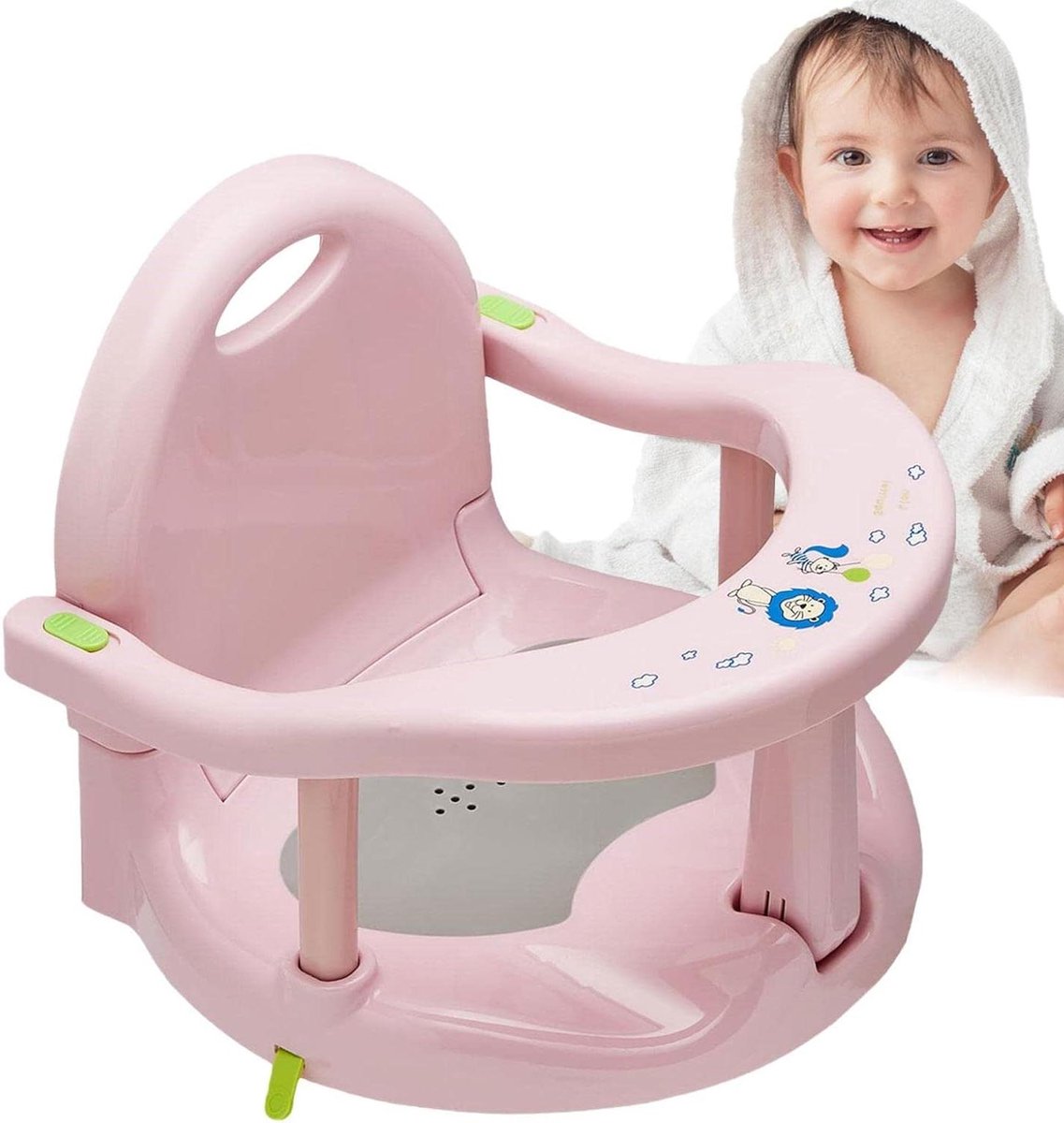 Babybadzitje - Badstoel Peuter - Veilig Baden - Sterke Zuignappen - 32x28x32cm - Roze