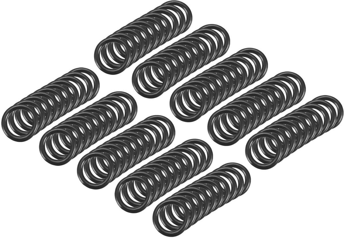 Nitrile Rubber Ronde Seals 9mm x 6mm x 1.5mm voor Waterkranen, Loodgieterswerk en Reparaties - 100 Stuks Zwart