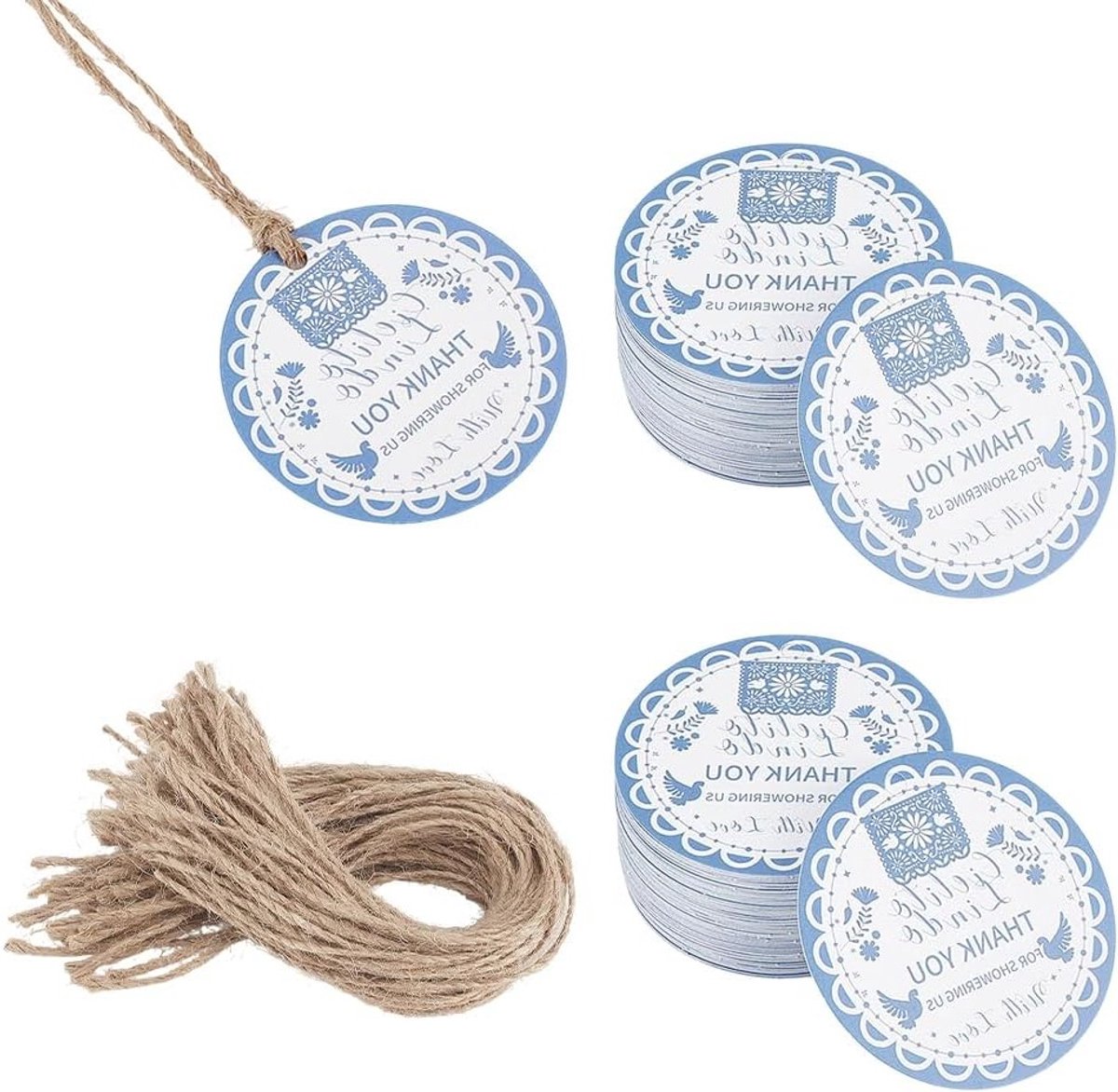 Ronde Papieren Cadeau Labels in Diep Hemelsblauw - 60 Stuks van 50mm met Koord voor Bruiloften, Verjaardagen en Geschenken