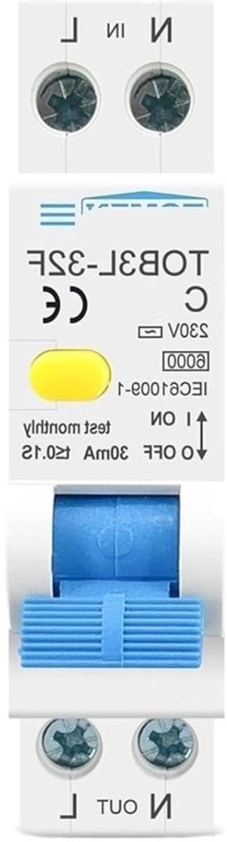 Aardlekautomaat - Stroomonderbreker - Elektrische Beveiliging - Overstroom Lekbeveiliging - 18 mm - Grijs