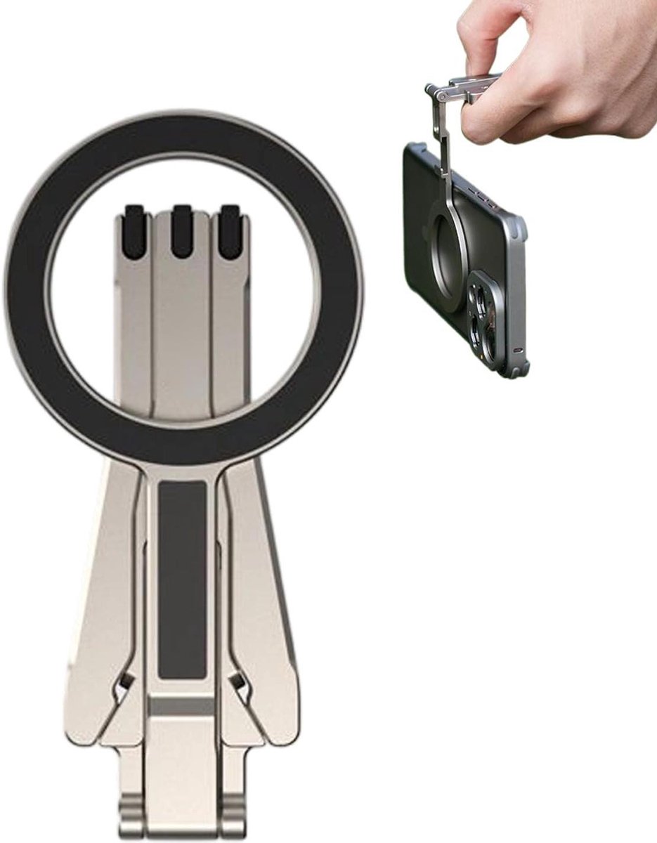 Telefoon Statief - Mini Houder - Video Opnamen - Magnetische Grip - Compact Ontwerp - Zilver