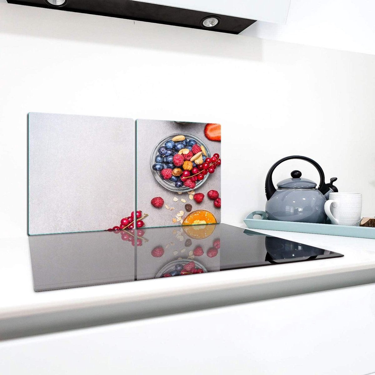 Afdekplaten Kookplaat Werkblad Beschermers Extra Werkruimte Gehard Glas 2x 40x52 cm Meerkleurig