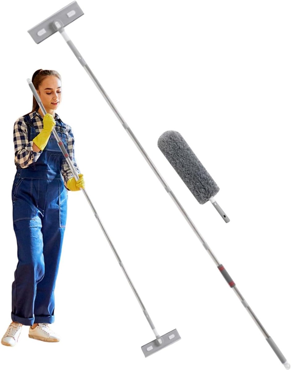 Gereedschap Ramenwissers - Schoonmaak Schrubber - Ramen Schoonmaken - 180 Graden Draaibaar - Tot 226 cm - Grijs