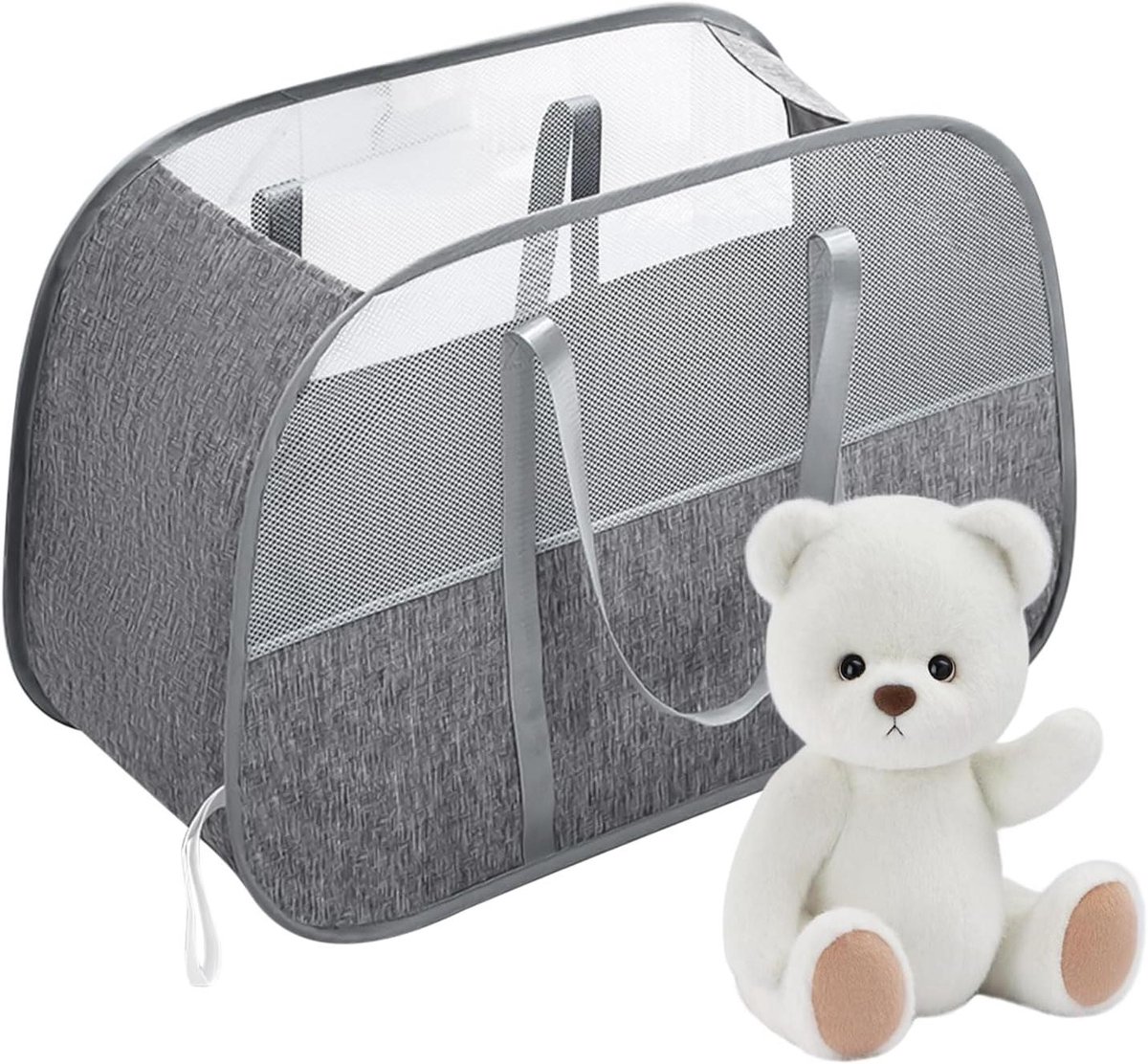 Was opberger - Kledingmand - Huishouden organiseren - Ademend mesh design - 90 liter - Grijs