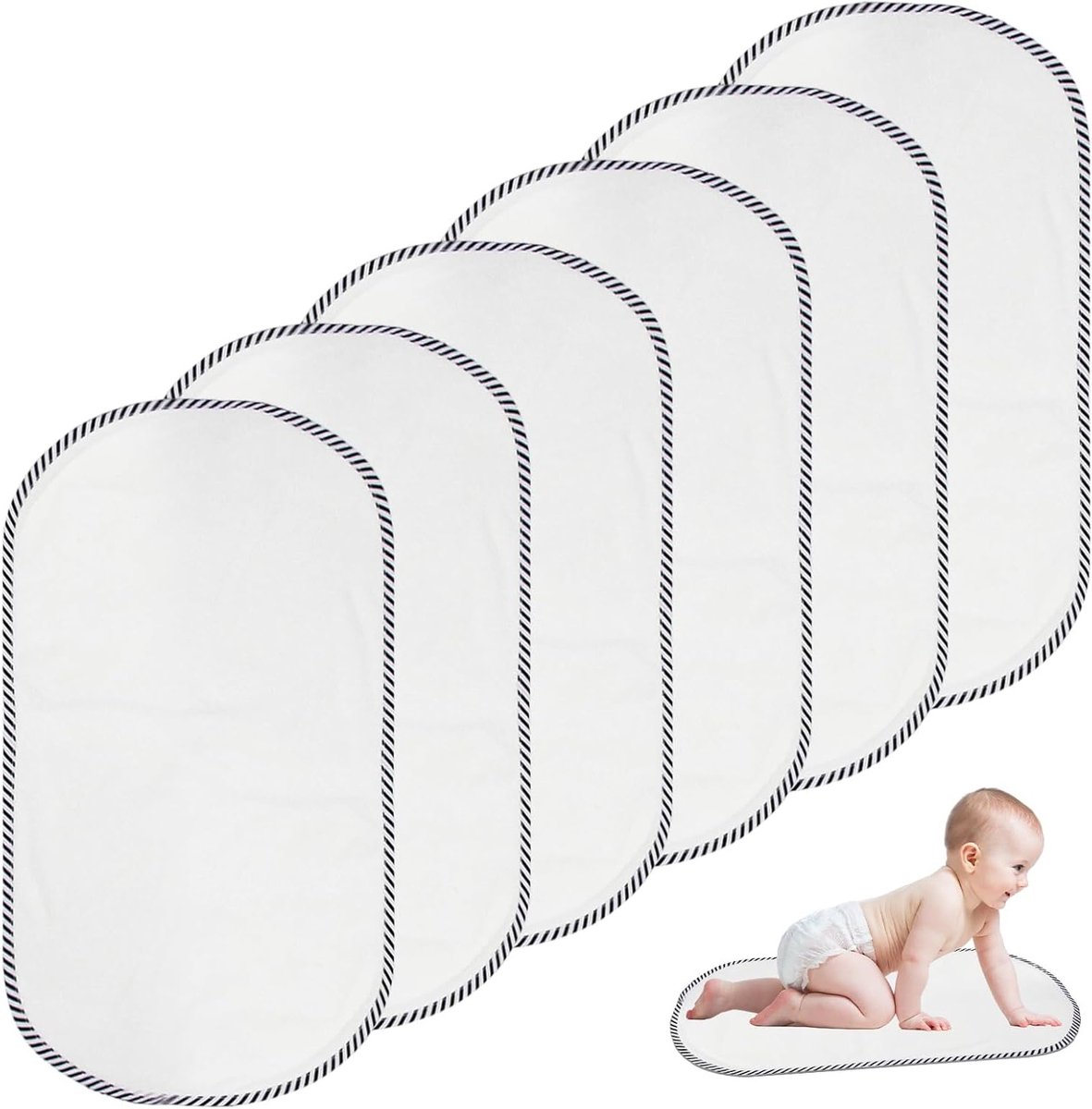 Herbruikbaar Verschoonmatje voor Baby's - Set van 6, Wasbaar, Waterdicht, 30 x 60 cm, Zacht en Beschermend - Comfortabel Verschoonervaring, Duurzaam en Milieuvriendelijk