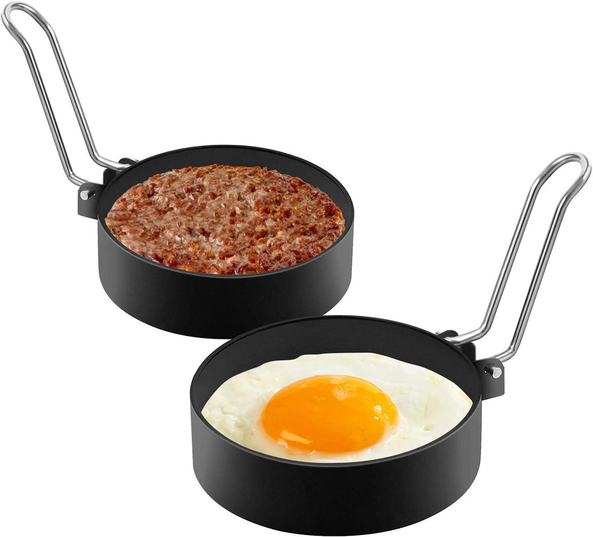 Eierringen - Omelet Vorm - Ontbijt Bakken - Antiaanbaklaag - 2 Stuks - Zilver