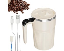 Automatische roerbeker - Mixbeker - Dranken mengen - Temperatuurdisplay - 400 ml - Beige