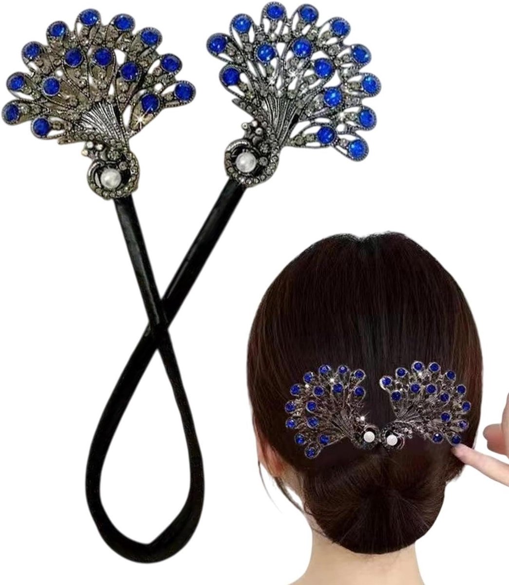 Haarbroodjesmaker - Knot maker - Kapsel stylen - Chinees design - 35 cm - Blauw