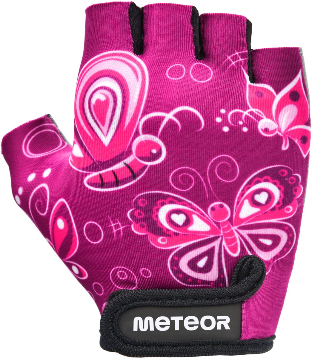 Meteor Kids M Butterflies - Fietshandschoenen - Roze, Maat M