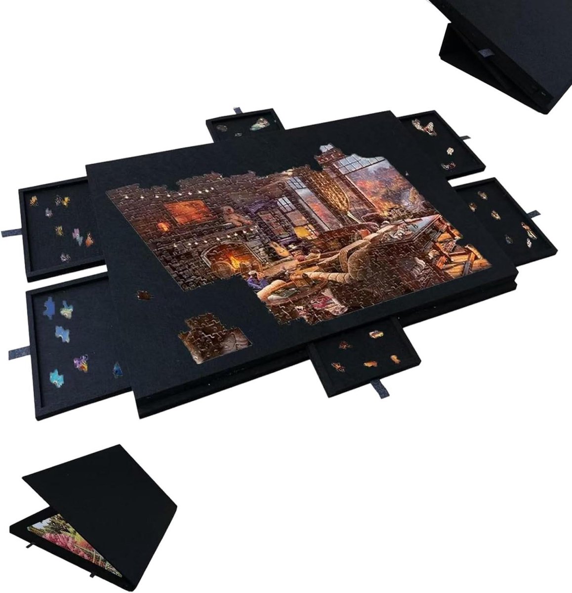 Puzzeltafel - Puzzelbord - Puzzels maken - Verstelbare standaard - 90x63cm - Zwart