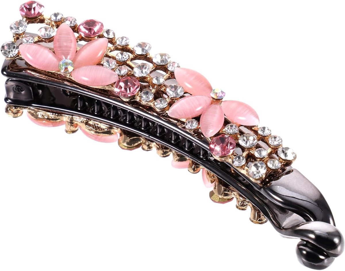 Strass Haarspeld - Bananenklem Vintage - Haar Styling - Delicaat Vakmanschap - 8.7 cm - Gekleurd