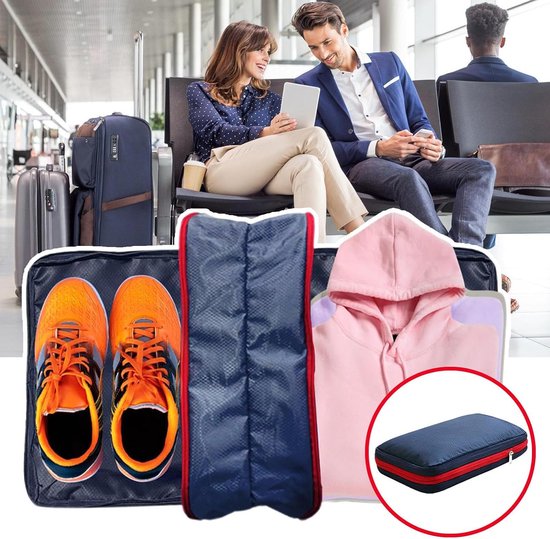 Bagage Compressie Zakken - Kleding Opslag - Ruimte Besparen - Dubbelzijdig Ontwerp - 37.5 cm - Donkerblauw — afbeelding 4