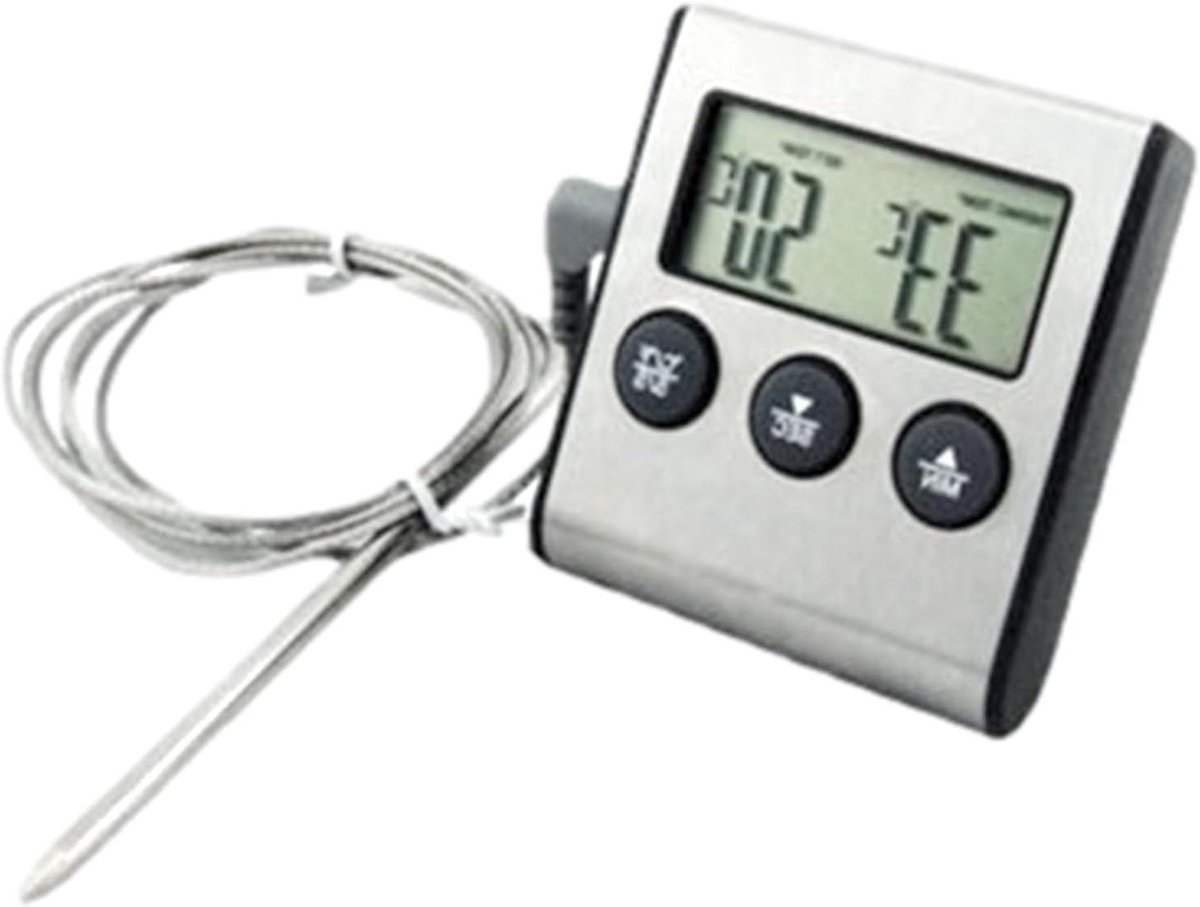 Vlees Thermograaf - Grillmeter - Nauwkeurig Meten - Groot Helder Scherm - 65x71x17.5mm - Zilver