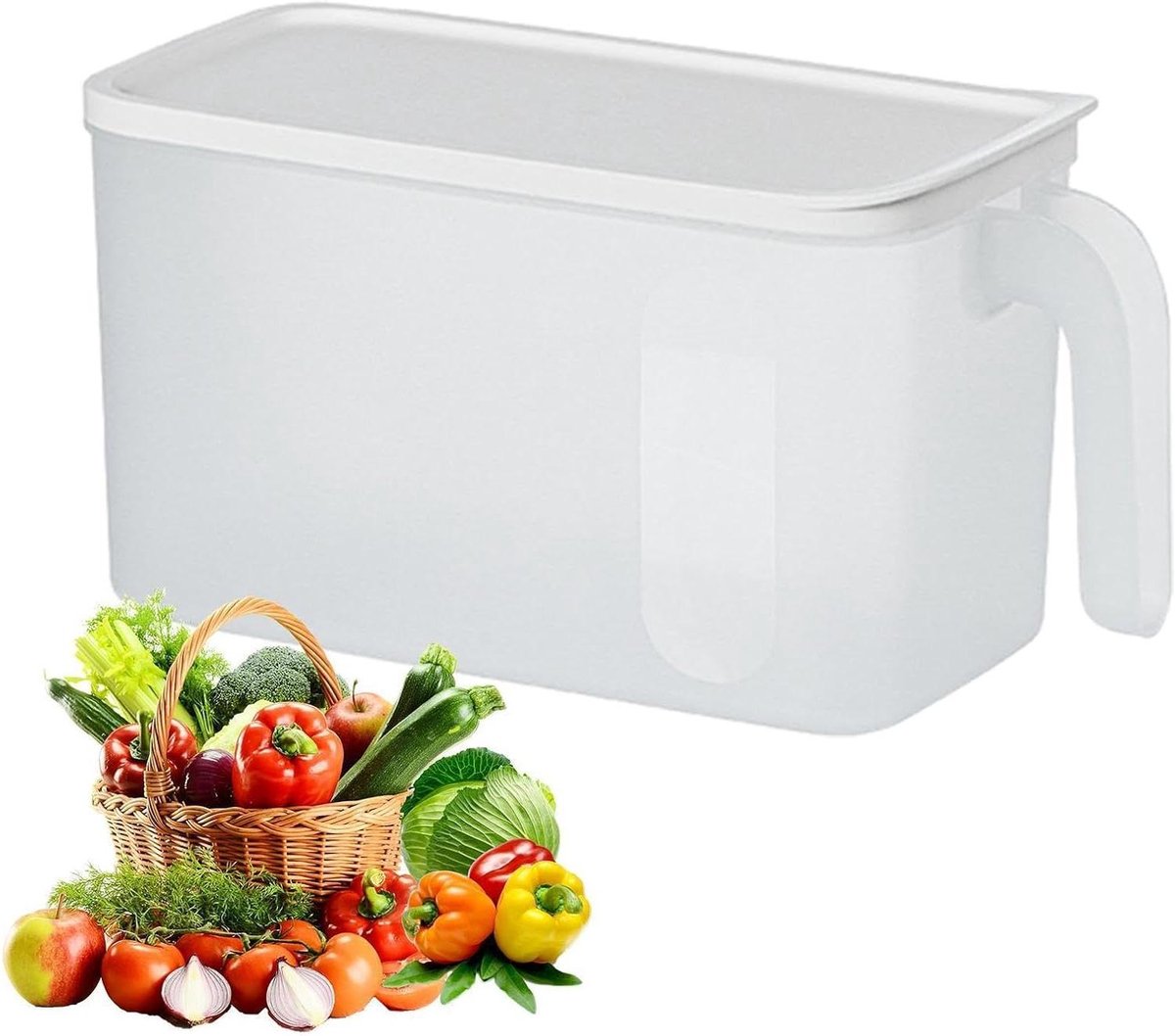 Koelkastdoos Handvat - Ijscontainer Vriescontainer - Keuken Organiseren - Stapelbaar Transparant - 21x17x12.4 cm - Transparant
