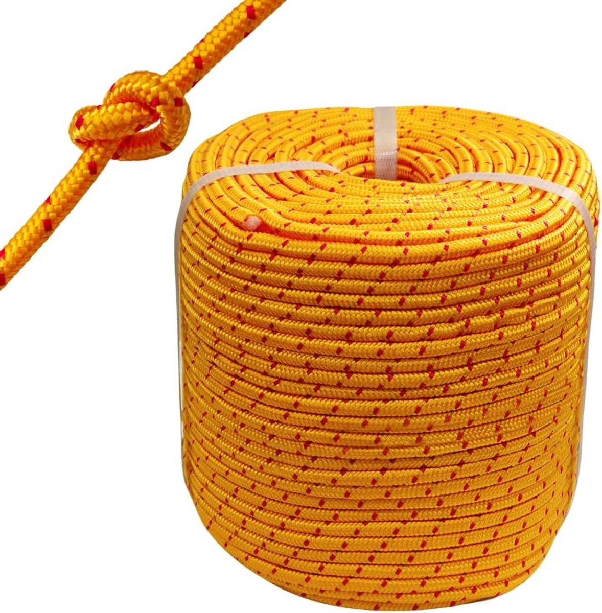 Polyester Tauwerk 8mm x 100m Gevlochten Touw voor Boot, Sport, Zeilen en Vissen - Geel Mooring Touw