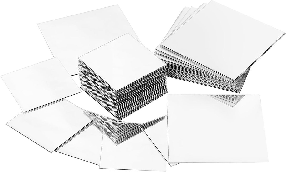 Set van 20 mini spiegels 7.5 x 7.5 cm en 50 spiegels 5 x 5 cm voor wanddecoratie, zelfklevende spiegels, vierkante spiegels voor badkamer en DIY projecten