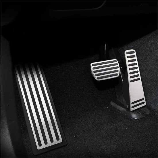Pedaalbekleding Auto - Rem Gas - Interieur Opfrissen - Antislip Ontwerp - 3 Stuks - Zilver — afbeelding 2