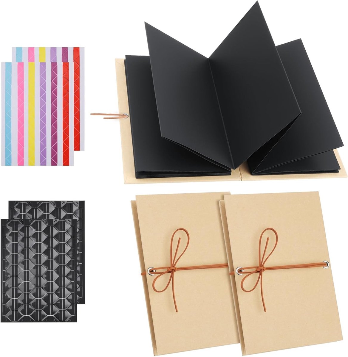 Mini Fotoalbum Leporello Set van 2, 18 x 11,5 cm, 34 Pagina's, Perfect voor Herinneringen, Trouwen, Verjaardagen en Feestdagen