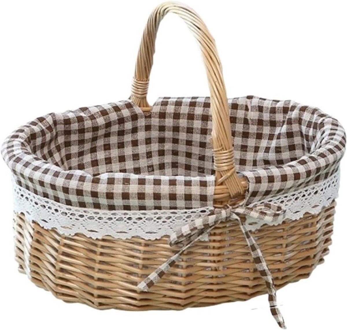 Eiermand Rotan - Opbergmand Mand - Eieren Verzamelen - Grote Capaciteit - 28x26x20 cm - Koffie