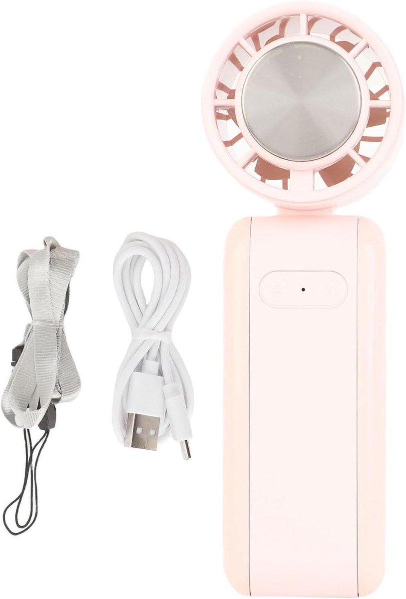 Draagbare Handventilator - Ventilator Oplaadbaar - Persoonlijke Koeling - 5 Snelheden Koelmodus - 17 cm - Roze