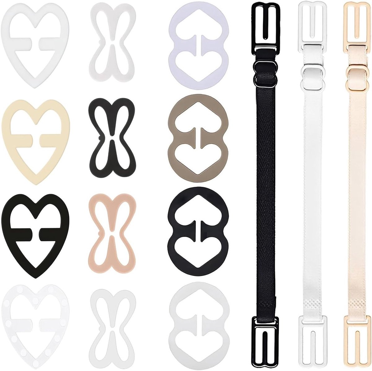 Complete Set van 3 Schouderbanden en 12 Antislip Clips voor Dames - Verstelbare Racerback voor Optimale Pasvorm en Comfort