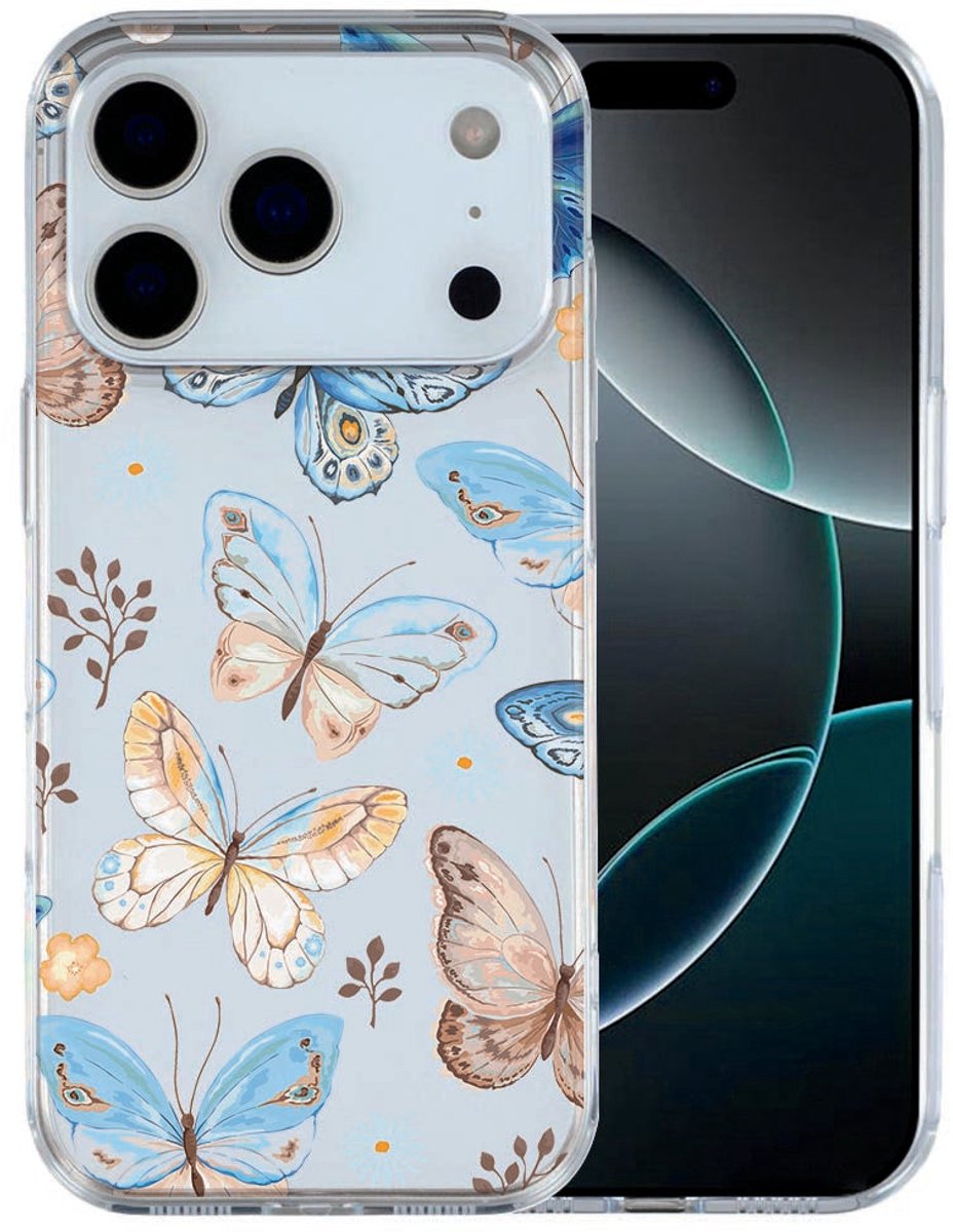 iPhone 17 Pro Max Hoesje Vlinder – Sierlijk TPU Cover met Vlinder Print