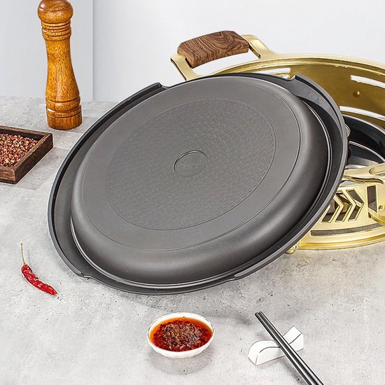Multifunctionele Koekenpan - Bakplaat met handgrepen - Buiten koken - Gesplitst ontwerp - 30 cm - Grijs — afbeelding 3
