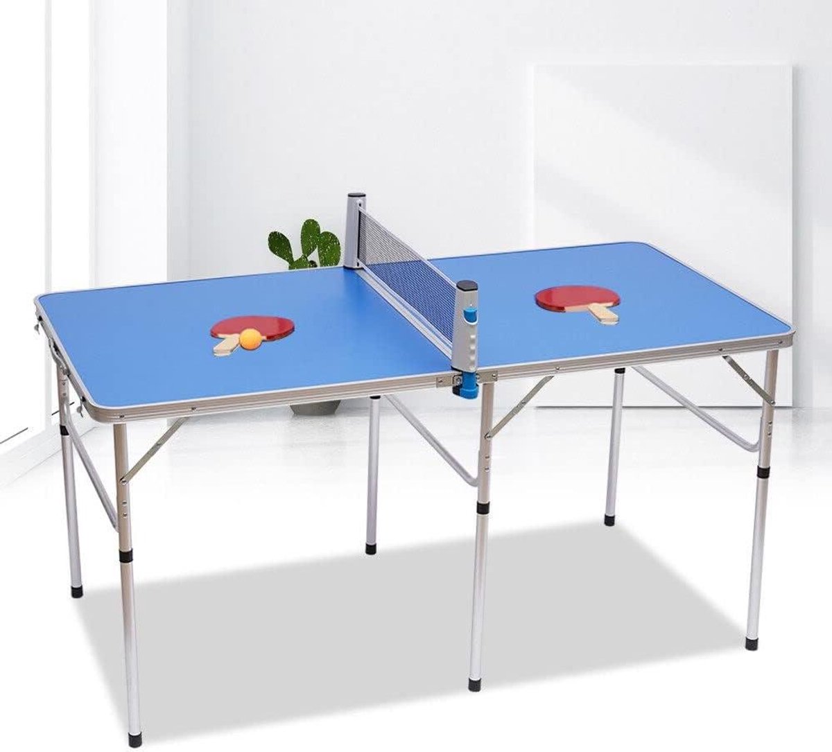 Tafeltennistafel - Opvouwbaar speeltafel - Sport en spel - Compleet met accessoires - 152 x 76 cm - Blauw zilver