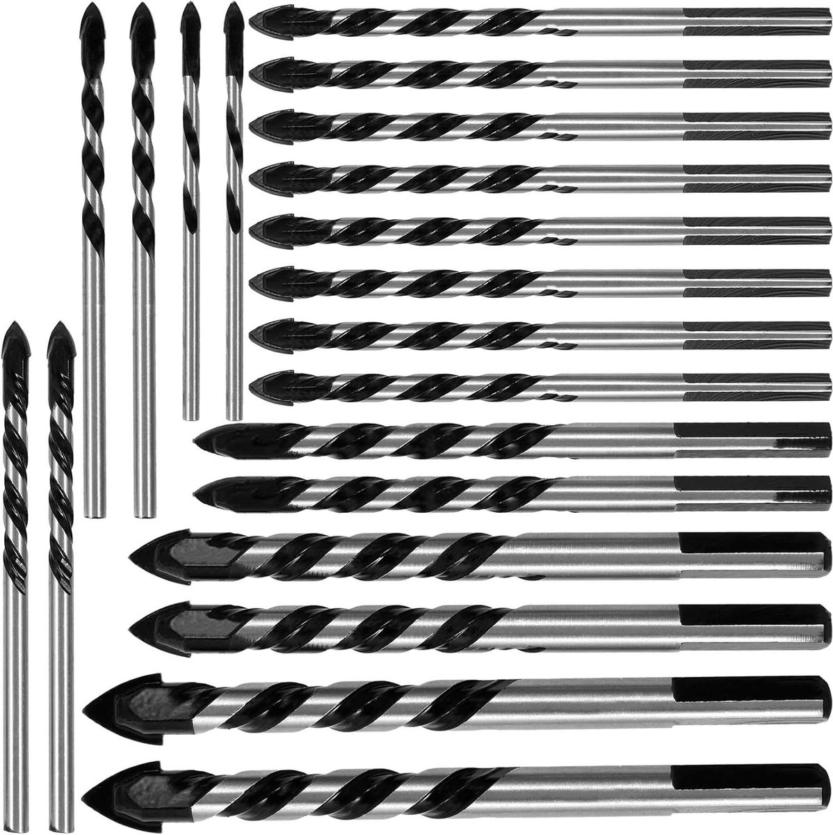 Metselwerk Boor Set - Beton Boren - Gaten Boren - Hoge Hardheid Legering - 20 Stuks - Zilver Zwart