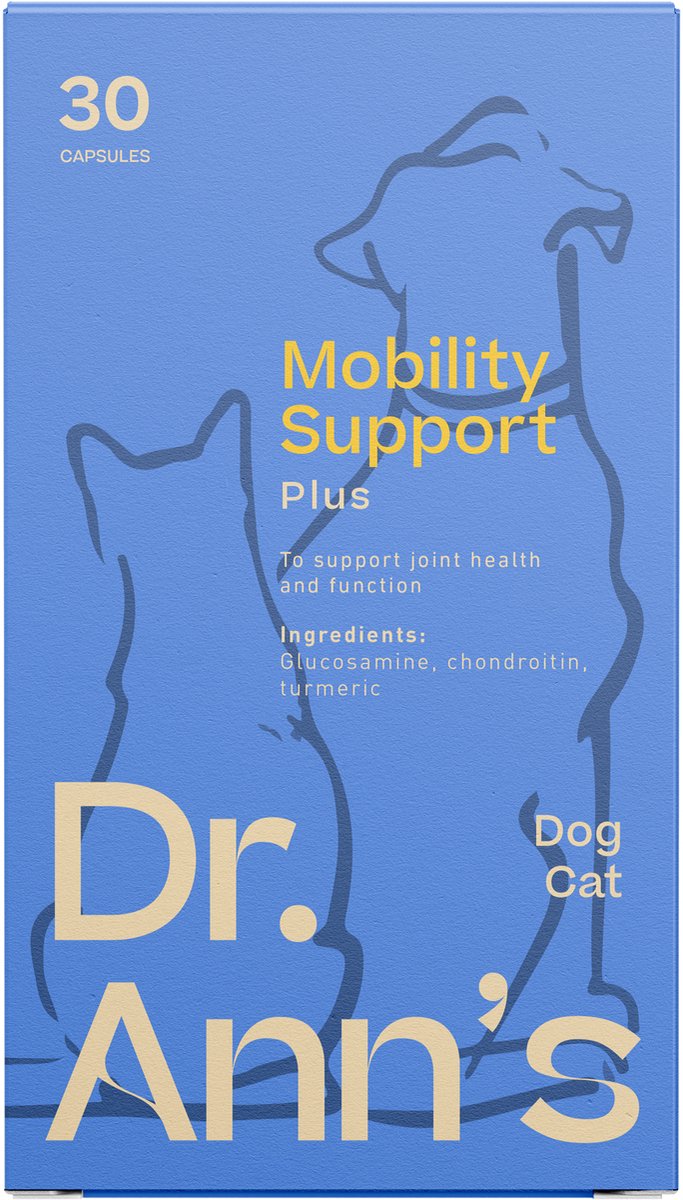 Dr. Ann's Mobility Support Plus - Supplementen voor Hond en Kat - 2 x 30 capsules - Ter Ondersteuning van Gewrichten - Eenvoudige Toediening