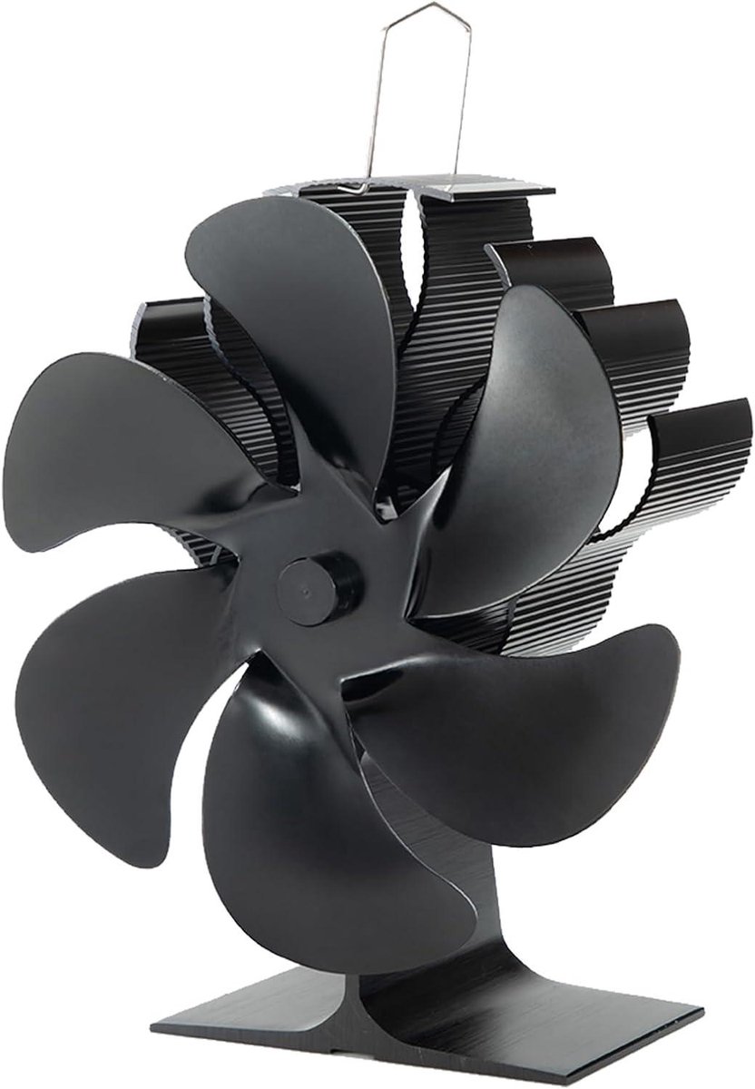 Haard Ventilator - Warmte Ventilator - Efficiënte Warmte - Zonder Elektriciteit - 22x12x22 cm - Zwart