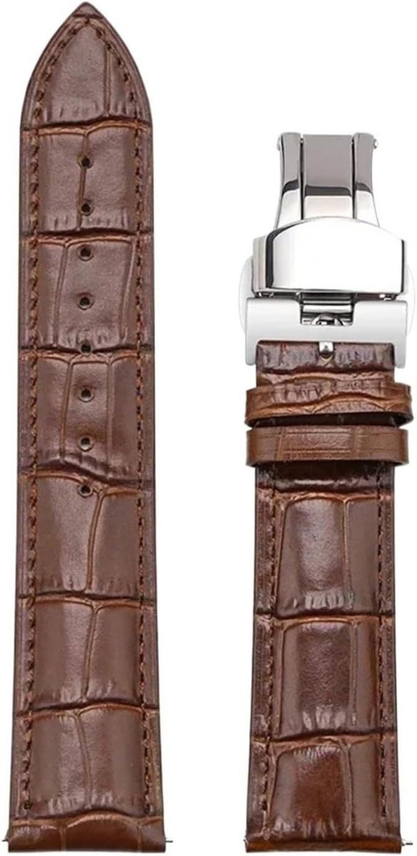 Leren Horlogeband - Vervangende Band - Dagelijks Gebruik - Echt Leer - 12-26 mm - Donkerbruin