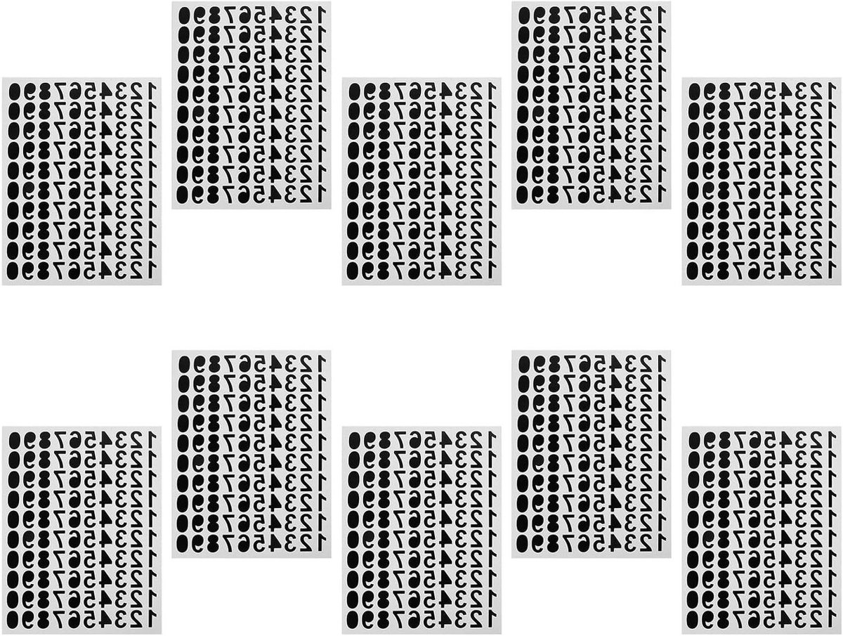 Huisnummer Stickers - Zelfklevende Nummers - Adres Herkenning - Waterdicht Materiaal - 10 Vellen - Zwart