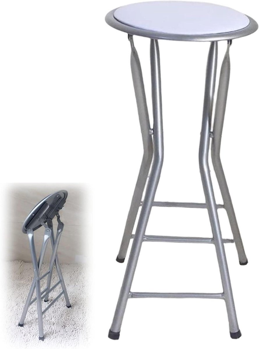 Vouwkruk - Opvouwbare kruk - Extra zitplaatsen - Geen montage - 60 cm - Wit