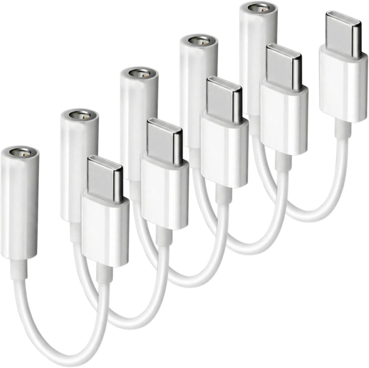 USB C naar Jack - Audio Adapter - Muziek Luisteren - Met DAC Chip - 5 Stuks - Zwart