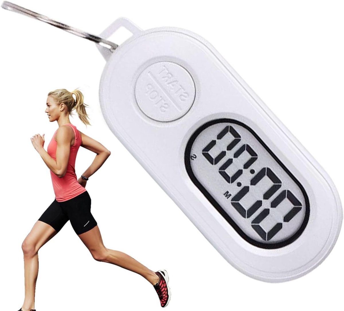 Stoppentimer - Digitale Klok - Koken Trainen - Zakformaat Sleutelhanger - 2x5x2 cm - Wit