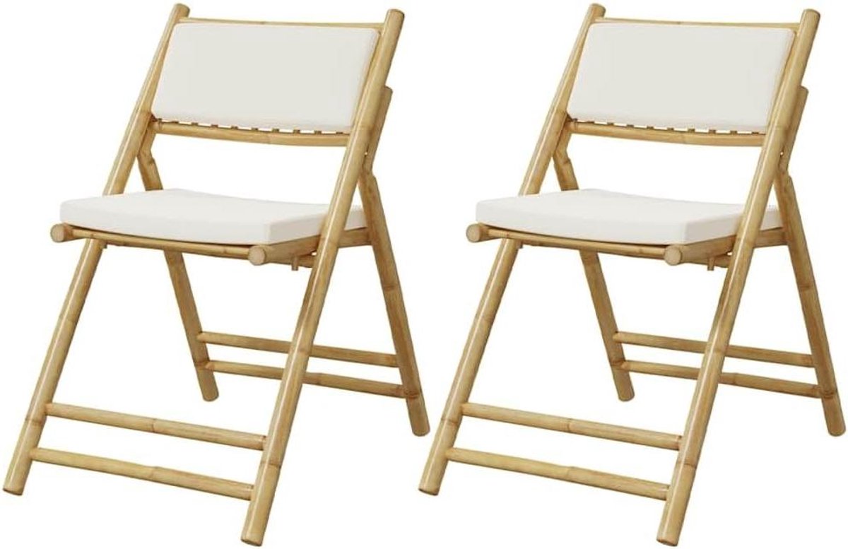 Bistrostoelen 2 stuks - Tuinstoelen buiten - Buiten dineren - Opvouwbaar bamboe ontwerp - 59 x 51 x 87 cm