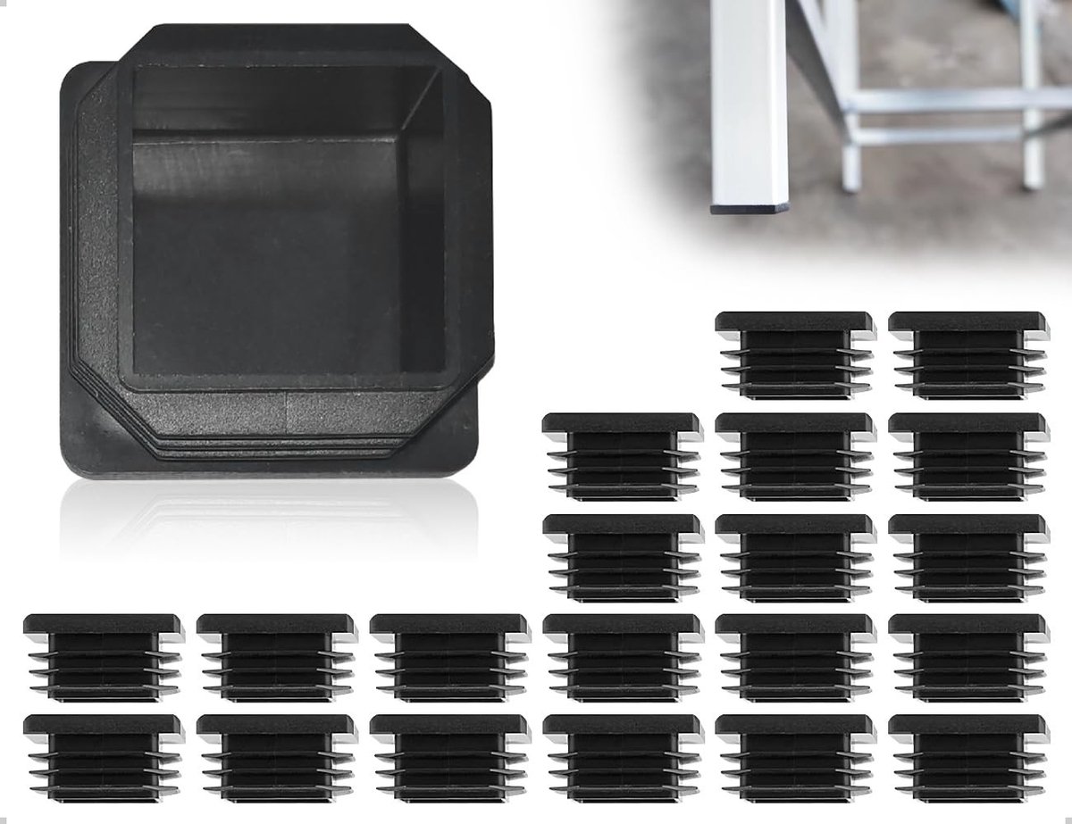 Dailygoods - Set van 20 Kunststof Buisdoppen voor Vierkante Buizen 30 x 30 mm