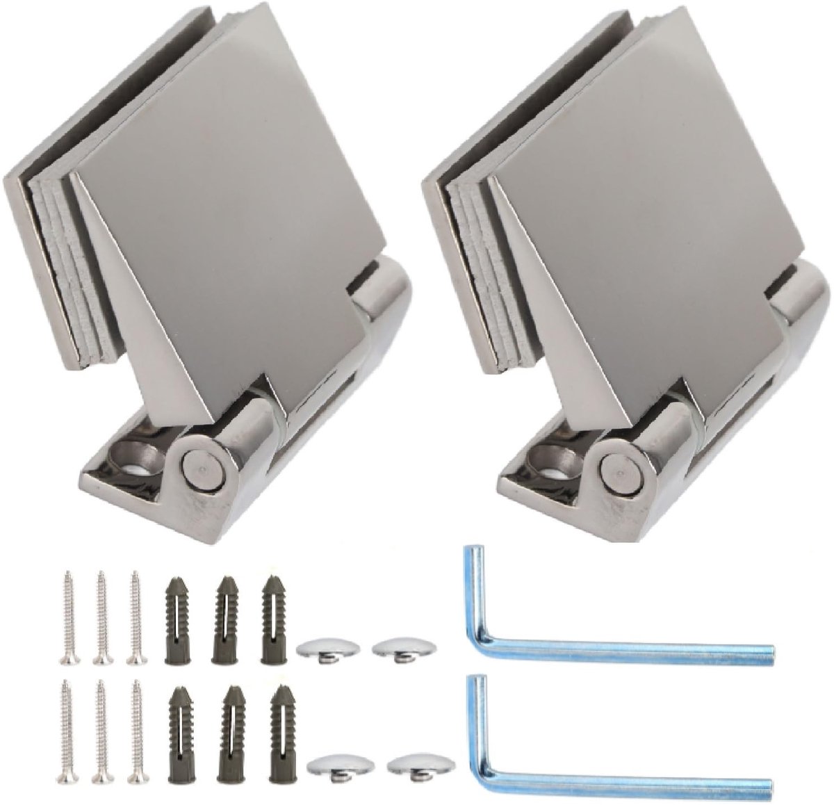 Dailygoods - Set van 2 Roestvrijstalen Glazen Deurscharnieren voor Douches