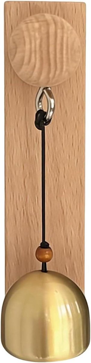 Houten Turklingel - Deurbel Klokje - Klant Melder - Handgemaakt Koper - 15.3 x 7.5 cm - Houtkleur Zwart