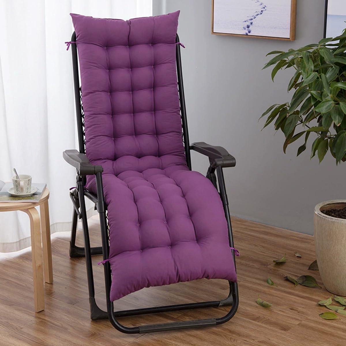 Loungestoel Kussen - Tuinkussen Relax - Buiten Ontspannen - 8cm Dikke Vulling - 155x48cm - Paars