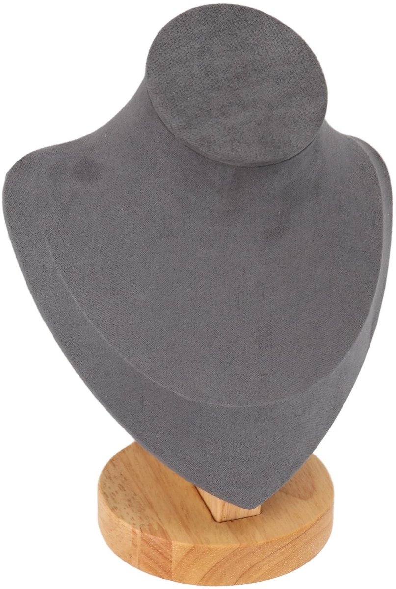 Dailygoods - Dailygoody - Ketting Display Stand - Flanellen Sieraden Buste - Tafelblad Model - Grijs - Mannequin Houder - Geschikt voor Dames en Meisjes - Decorati.