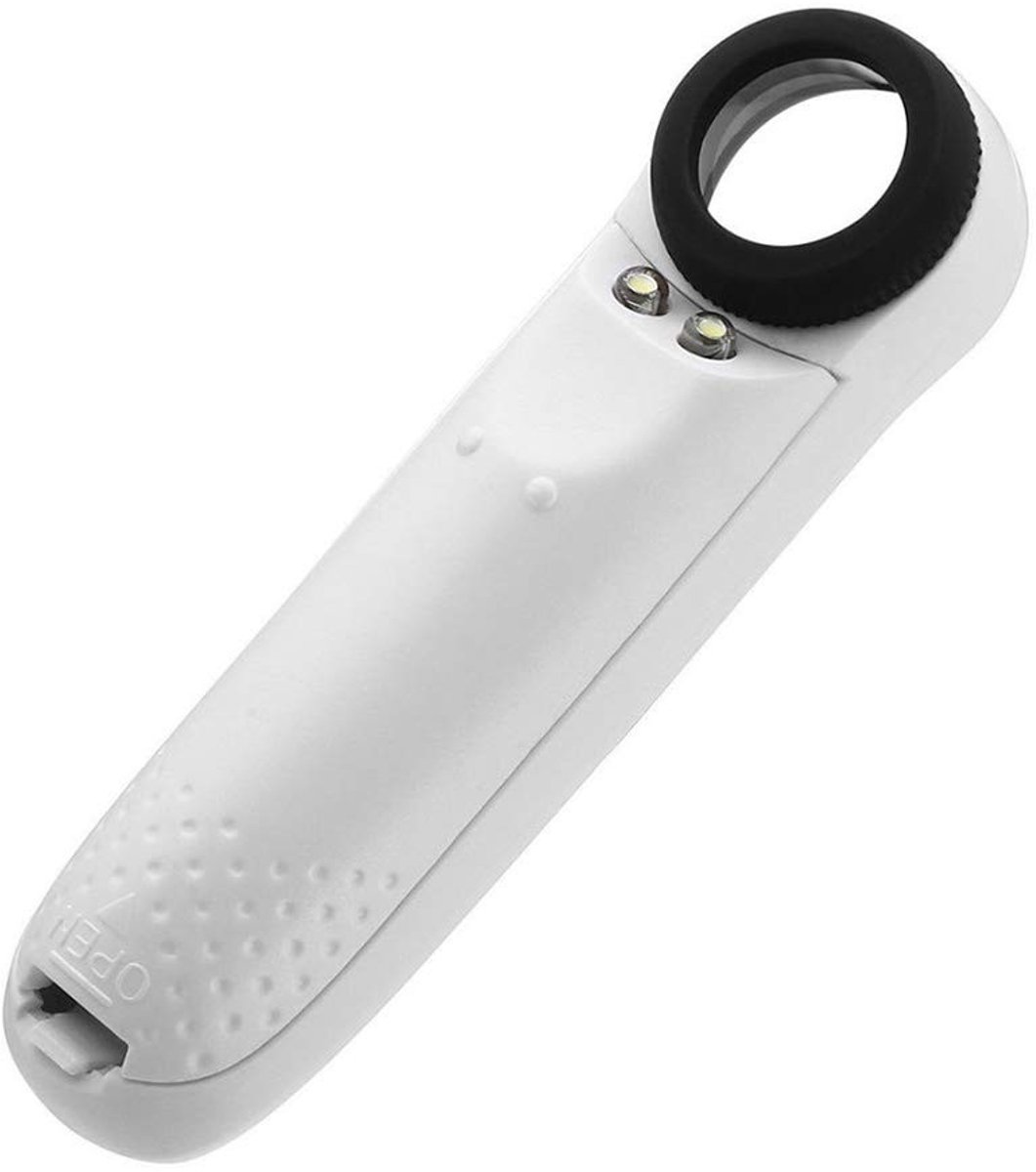 Dailygoods - Innovra - Dailygoods - Dailygoody - Vergrootglas - 40X Vergroting - Met 2 LED-lampen - Wit - Handig voor Sieraden en Postzegels - Ideaal voor Senioren en Kinderen - Compact ..