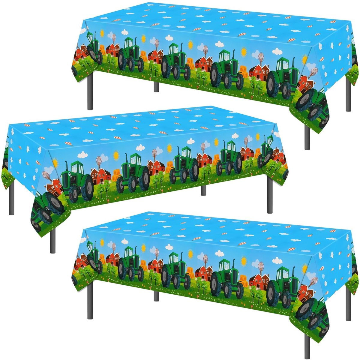 Dailygoods - Dailygoody - Tractortafelkleed - 3-delig - Perfect voor verjaardagsfeesten - 130 x 220 cm - Kunststof - Boerderijdecoratie - Geschikt voor kinderen