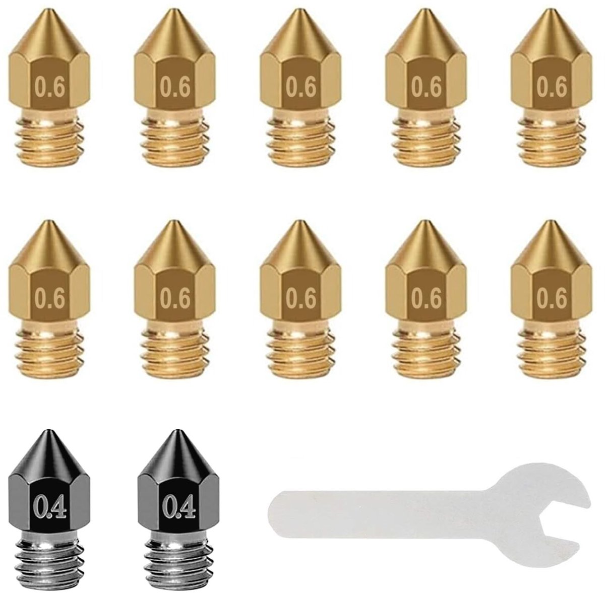 Dailygoods - Dailygoody - 3D-printersproeiers - MK8 - Gehard staal - 2 x 0,4 mm - Messing spuitmonden - Voor Anycubic Mega/Creality CR-10/Ender
