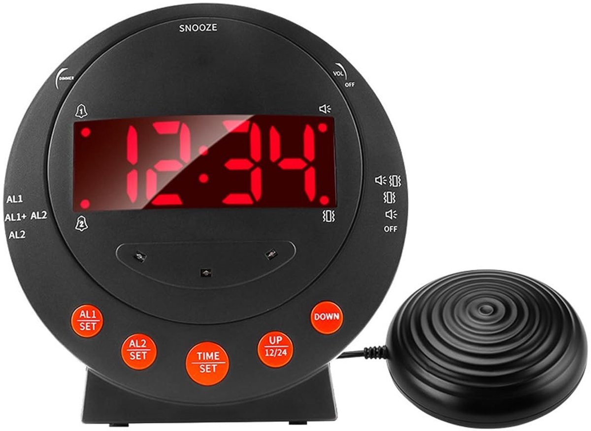 Dailygoods - Digitale Alarmklok met Bed Shaker en 110 Decibel Geluid