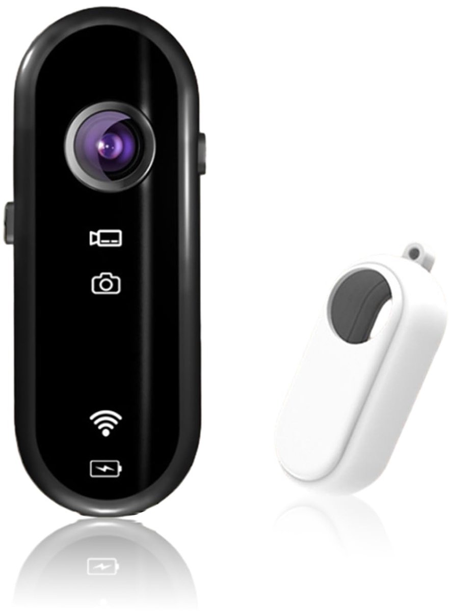 Dailygoods - Dailygoody - WiFi-vlogcamera - Mini-actiecamera - EIS-stabilisatie - Witte Siliconen hoes - Magnetische Montage - Geschikt voor Motorfiets - 1080P