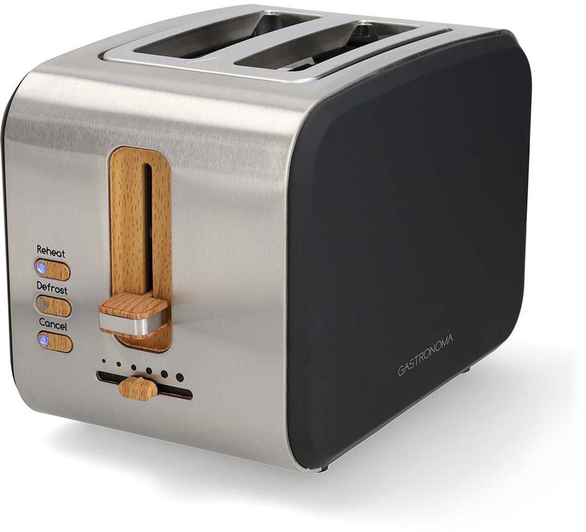 Gastronoma 18140005 - 2-kleps broodrooster met soft-touch afwerking en ontdooifunctie - 6 bruiningsstanden en 900W - Zwart